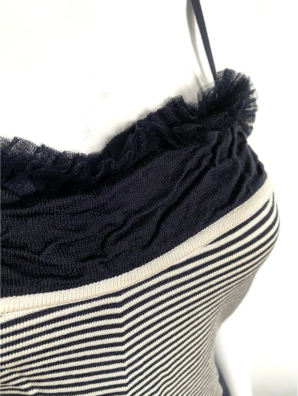 Vintage Chanel 2002 Cruise FR-36/38 Navy/White Stripe Camisole Top 02C